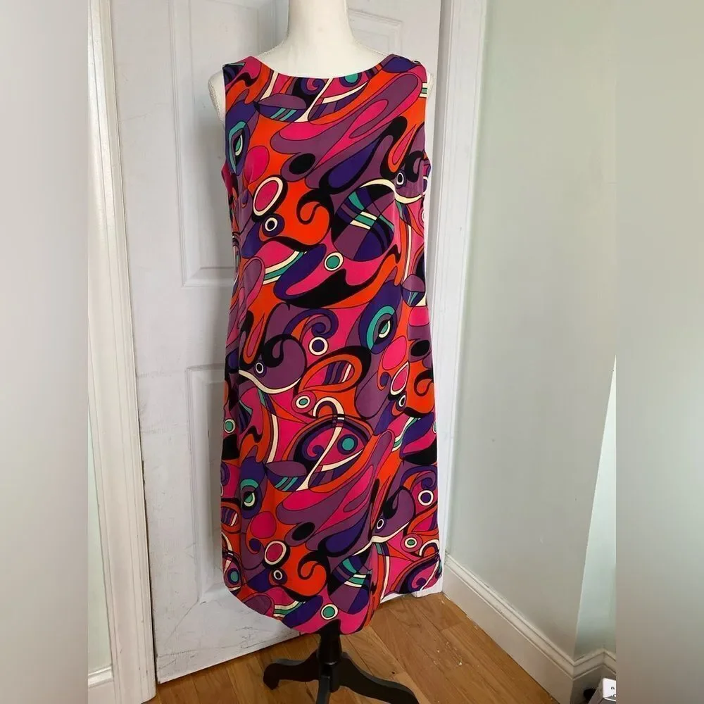 1990s Psychedelic Colorful & Unique Shift Dress